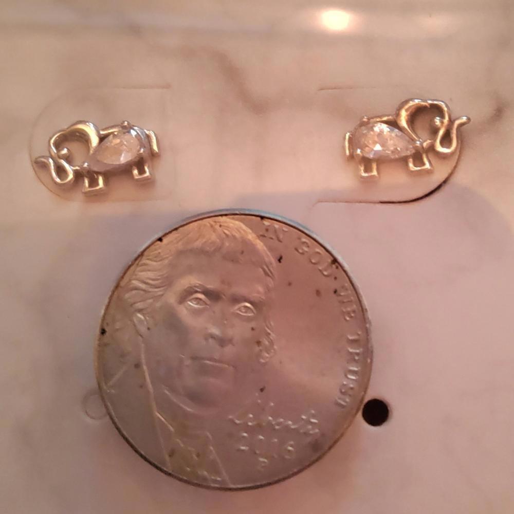 Tiny Elephant Stud Earrings Sterling - image 1